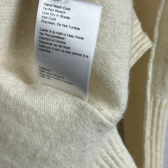 Naif Montreal Knit Sweater Womens M Ivory Wool Cashmere Blend Ribbed Trim Hi-Low - Picture 8 of 10